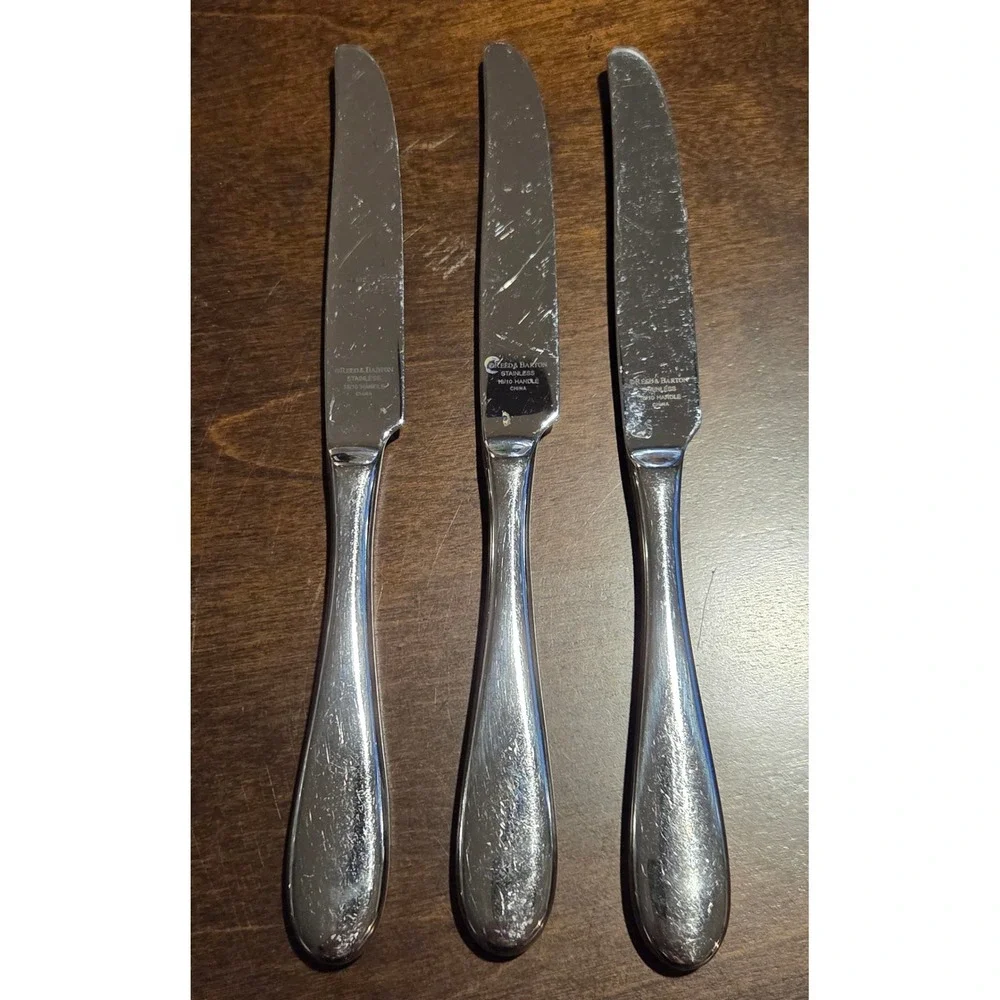 Reed & Barton Stainless Steel  Dalton Dinner Knives 18/10 Handle Set of 3 China